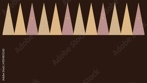 Art Deco inspired 1920s geometric pattern with pastel triangles and dark brown background in retro style