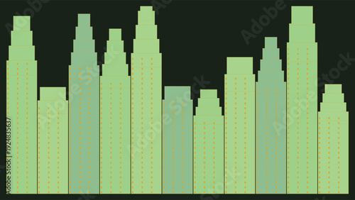 Art Deco inspired 1920s geometric pattern with luminous green tones and pixelated design elements, evoking vintage luxury
