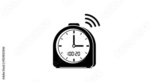 Alarm Clock Ringing, Time to Wake Up, Digital Display