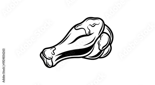 Black and White Drawing of a Delicious Chicken Wing with Dripping Sauce