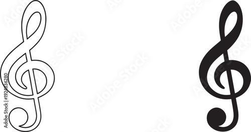 Treble clef icon isolated on white background. Simple black music symbol vector.