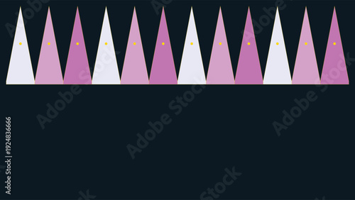 Art Deco 1920s luxury geometric pattern with pink triangles and yellow stars on dark background