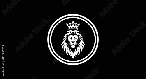Majestic Lion Head with Crown Emblem, Royal Symbol, Logo Design