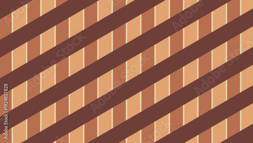 Seamless abstract geometric woven pattern. Earth tone overlapping diagonal and vertical lines background. Retro 70s plaid texture wallpaper.
