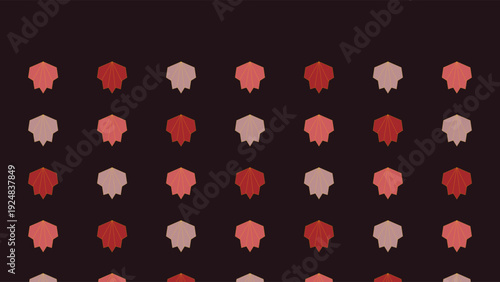 Art Deco-inspired 1920s geometric pattern with red and pink rosettes on a dark background, repeating design