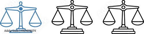 Classic Justice Balance Scale Icon Set  Legal & Weighing Symbols