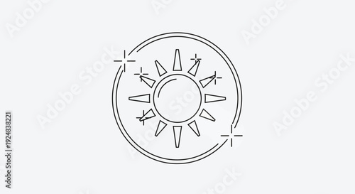Sun Icon, Bright Sunshine, Summer Day, Weather Symbol, Clean Energy Concept