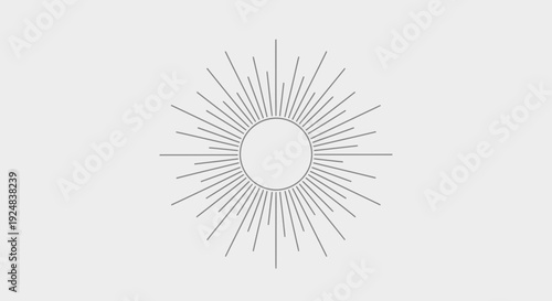 Sunburst Graphic Element, Radial Lines Emanating from a Central Circle, Minimalist Design