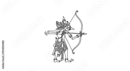 Traditional Archer Warrior Silhouette Drawing