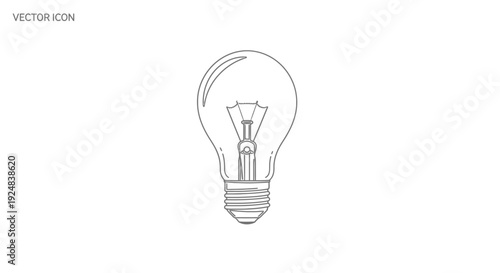 Simple Line Art Icon of a Classic Incandescent Light Bulb