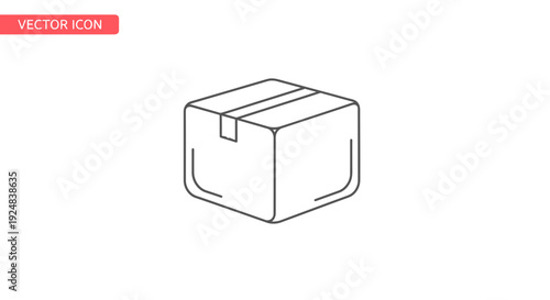 Simple Line Art Icon of a Cardboard Box, Shipping and Delivery Concept