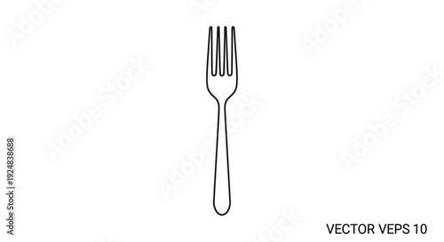 Simple line art illustration of a fork, isolated on white background
