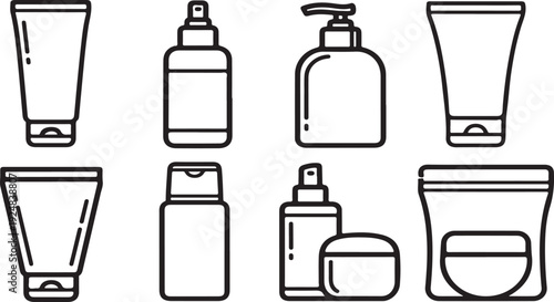 Assorted personal care products in various containers Vector