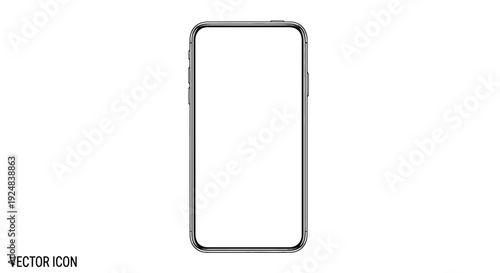 Modern Smartphone Outline Vector Icon - Blank Screen, Minimalist Design