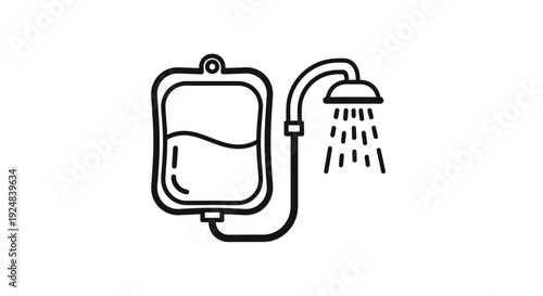 IV Drip Bag Connected to Shower Head, Medical Hydration Concept