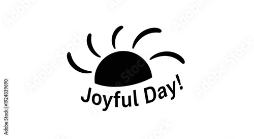 Joyful Day Sun Icon with Rays and Text