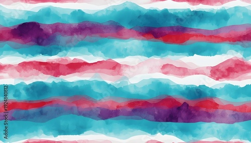 A vibrant abstract watercolor painting with colorful horizontal stripes