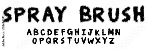 Spray brush style font alphabet vector for urban street apparel. Ideal for symbolizing rebel youth culture, underground graffiti, and edgy modern typography.
