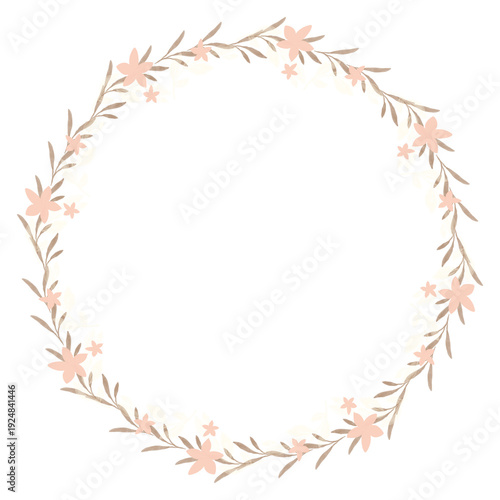 Hand drawn floral frames with flowers. Wreath. Elegant logo template. Vector illustration for labels, branding business identity, wedding invitation