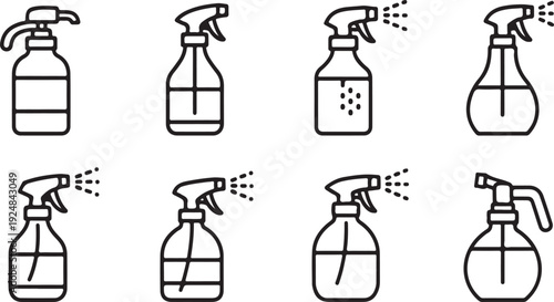 Various spray bottles with different spray patterns and designs Vector