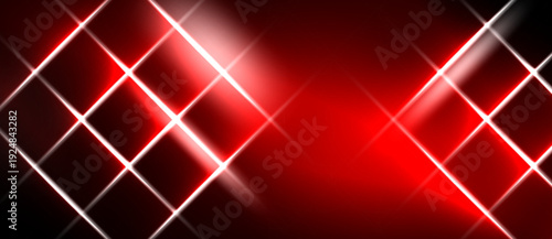 Red background features bright white diagonal lines forming diamond pattern. Light source creates glow, gradient effect. Dramatic, modern design.