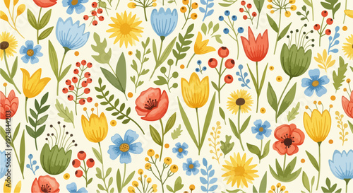 Romantic meadow flowers scattered with artistic grace