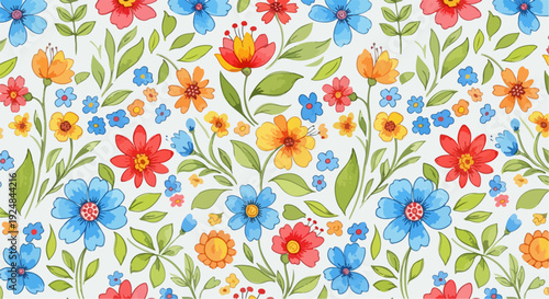 Playful blossoms dancing among leafy sprigs