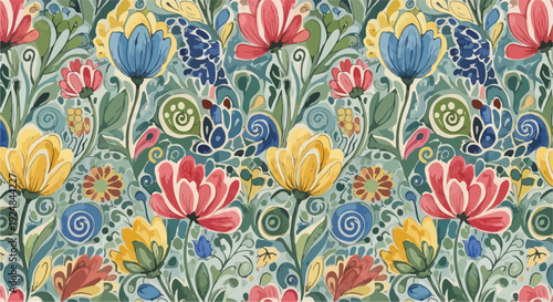 Gentle watercolor garden brimming with subtle color