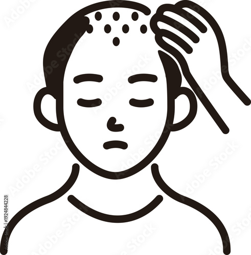 Men's Hair Problems and Beauty Care Icon. Illustrations for Beard Removal and Hair Growth