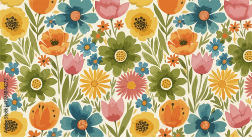 Graceful botanical pattern flourishing with pastel petals