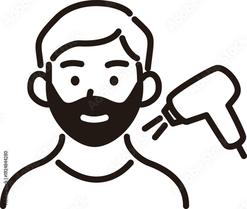Men's Hair Problems and Beauty Care Icon. Illustrations for Beard Removal and Hair Growth