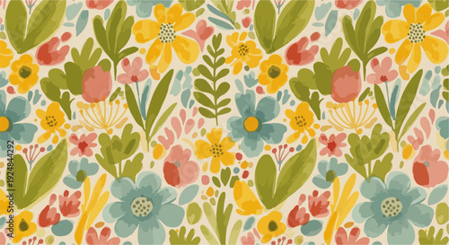 Pastel flower garden radiating warmth and serenity