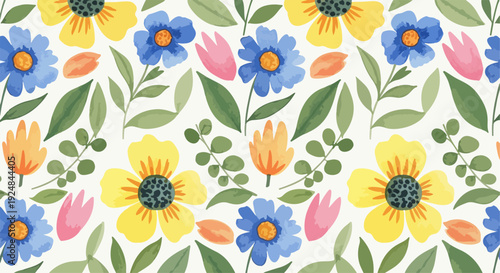 Enchanting spring bouquet repeated in seamless beauty