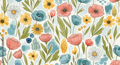 A flourish of blossoms drifting across gentle ivory space