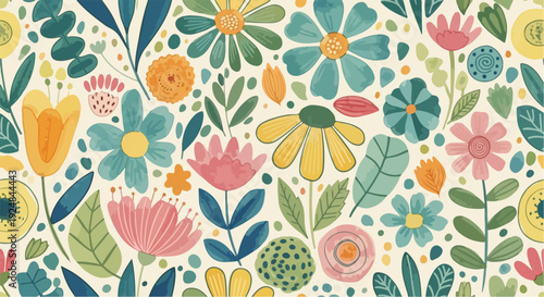 Serene wildflower pattern painted in tender hues