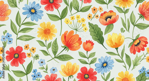 Cottagecore garden pattern filled with sweet blooming details