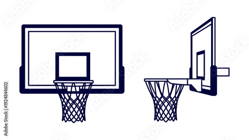 Vector illustration of basketball hoops in dark blue outline