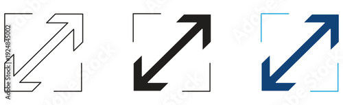 Expand and Resize Icon Set Multiple Style Collection. Vector illustration.