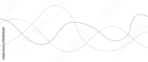 Curved black long lines seamless wave pattern. Thin line wavy abstract vector background. Wavy line horizontal divider wavy pattern. Curve line art striped. Abstract wave elements. Vector illustration