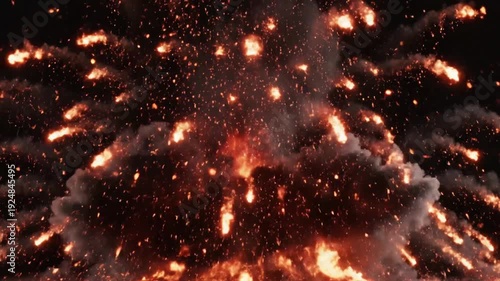 Wallpaper Mural Realistic fire explosions with smoke and sparks, a dramatic animation of inferno and destruction Torontodigital.ca