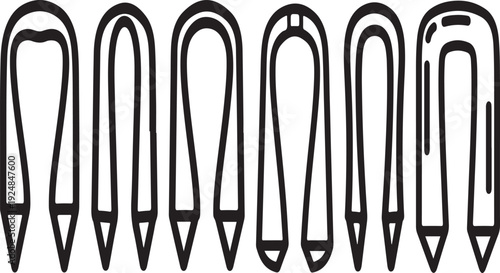 A collection of various types of hooks and fasteners in a straight line Vector
