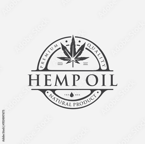 Trendy modern retro vintage cannabis company logo brand	