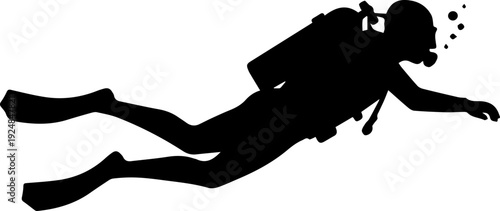 Scuba Diver Silhouette Vector Icon Underwater Exploration Graphic