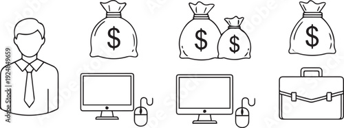 set of black and white icons for web