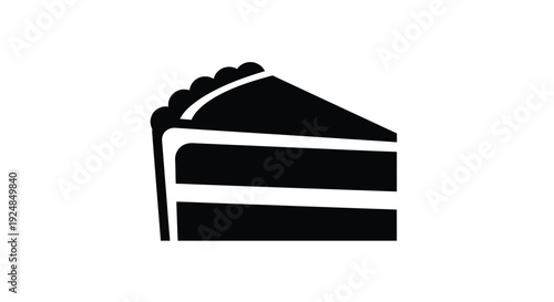 Simple black silhouette of a single slice of layered cake