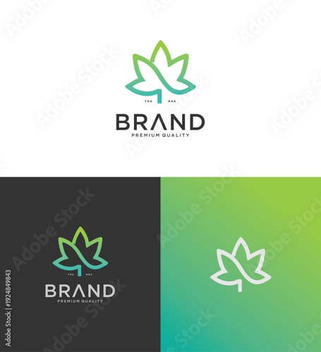 Modern Cannabis CBD Marijuana Hemp Leaf Logo Design