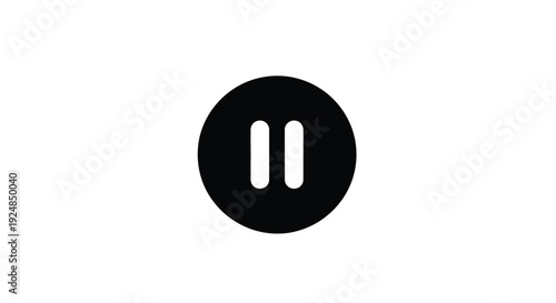 Simple black pause icon displayed on a plain white background