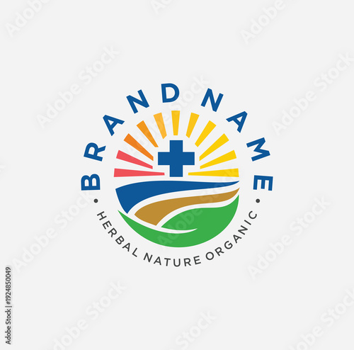 Sun Medical Cross Health Logo Creative Icon Vector Illustration	