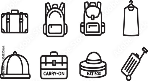 Assorted travel bags and luggage for various journey needs and preferences Vector