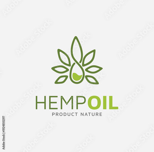 Water Drop Droplet with cannabis Marijuana Hemp Weed Leaf Logo Design for Herbal CBD Essence Oil Extract  